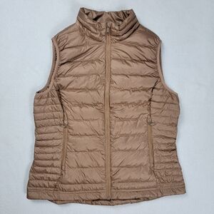 Quince Puffer Vest Women's Size Large Brown Lightweight Down Packable Gorpcore